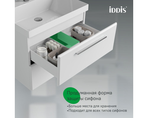 Тумба с умывальником, подвесная, 60 см, белый, Слайд Икс (Slide X), IDDIS, SLX60W0i95K подходит умыв. 4516000i28