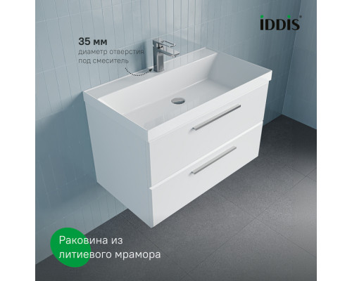 Тумба с умывальником, подвесная, 80 см, белый, Слайд Икс (Slide X), IDDIS, SLX80W0i95K подходит умыв. 4518000i28