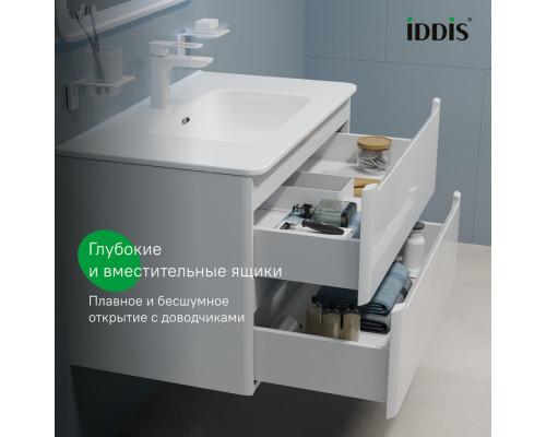 Тумба подвесная, белый, 80 см, Эдифис (Edifice), IDDIS, EDI80W0i95. Подходит умывальник 0108000i28