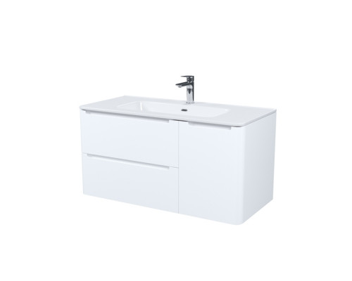 Тумба с умывальником, подвесная, 100 см, белая, Эдифис (Edifice), IDDIS, EDI10W1i95K