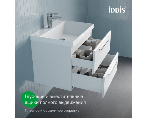 Тумба с умывальником, подвесная, 60 см, белый, Слайд Икс (Slide X), IDDIS, SLX60W0i95K подходит умыв. 4516000i28