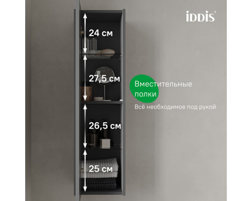 Пенал подвесной, 30 см, темно-серый, Билд (Bild) 2.0, IDDIS, BIL30G1i97