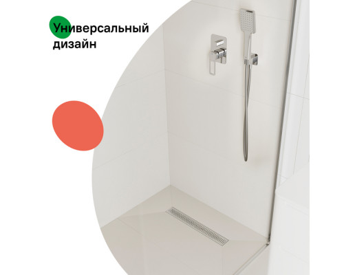 Лоток душевой, сифон 360, комбинированный затвор, перфорированная решетка, 500мм, хром, IDDIS, 975B5SB20DZ