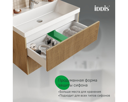 Тумба с умывальником подвесная, 80 см, светлый дуб, Билд (Bild) 2.0, IDDIS, BIL80V1i95K подходит умыв. 4518000i28