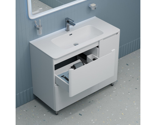 Тумба с умывальником, напольная, 100 см, белая, Эдифис (Edifice), IDDIS, EDI10WFi95K