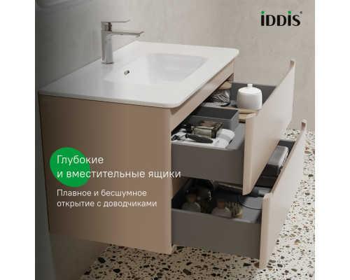 Тумба подвесная, 80 см, капучино, Эдифис (Edifice), IDDIS, EDI80C0i95 подходит умыв. 0108000i28