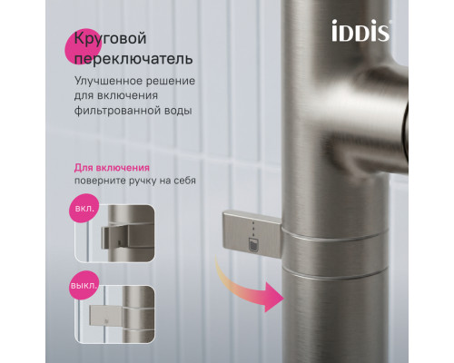 SPNBNCFi05, Смеситель для кухни с каналом для фильтрованной воды и круговым дивертором,сатин,Спин (Spin),ID
