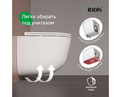 Унитаз подвесной безободковый c системой смыва Торнадо, Клауд Икс (Cloud X), IDDIS, CLXFDSEI25