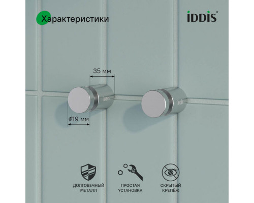 Комплект одинарных крючков, сплав металлов, Петит (Petite), хром матовый, IDDIS, PET2SS1i41