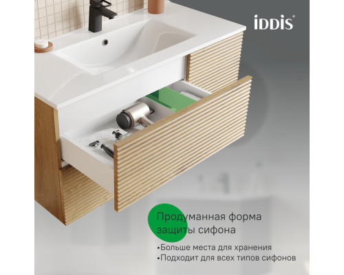 Тумба с умывальником, подвесная, 100 см, дуб светлый, Билд (Bild), IDDIS, BIL10V0i95K подходит умыв. 0131000i28