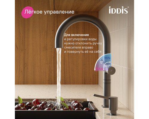 SPNGMCFi05,Смеситель для кухни с каналом для фильтрованной воды и круговым дивертором,графит,Спин (Spin),ID