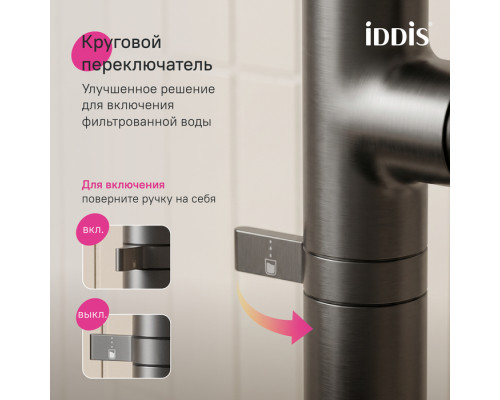 SPNGMCFi05,Смеситель для кухни с каналом для фильтрованной воды и круговым дивертором,графит,Спин (Spin),ID