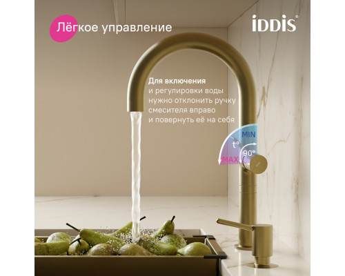 SPNMGCFi05,Смеситель для кухни с каналом для фильтрованной воды и круговым дивертором,золото,Спин (Spin),ID