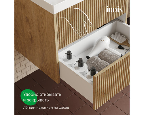 Тумба с умывальником подвесная, 100 см, светлый дуб, Билд (Bild) 2.0, IDDIS, BIL10V1i95K подходит умыв. 4511000i28