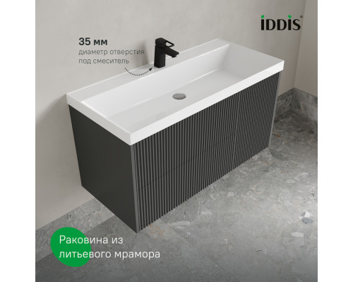 Тумба с умывальником подвесная, 100 см, темно-серый, Билд (Bild) 2.0, IDDIS, BIL10G1i95K подходит умыв. 4511000i28