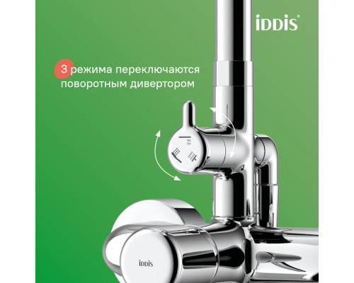 Душевая система с тропическим душем и изливом, хром глянцевый, Эйгер (Aiger), IDDIS, AIGSB3Fi06