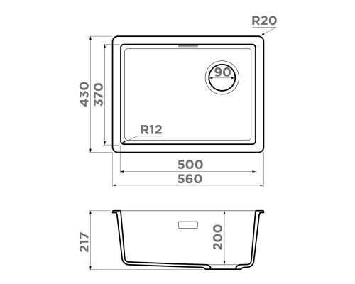 Omoikiri Kata 56-U/I Side-ES Artgranit/espresso