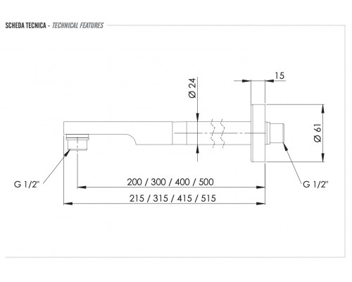 Кронштейн для верхнего душа 40 см Remer 348N40CFP, черный брашированный хром