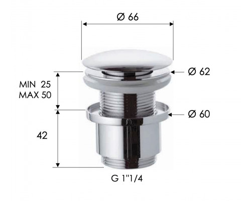 Донный клапан без перелива 1”1/4 Remer 904CC2114