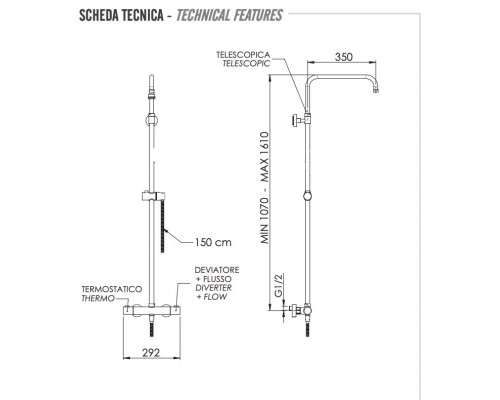 Душевая система термостатическая Remer Elegance EQ32ASSDBO, белый матовый