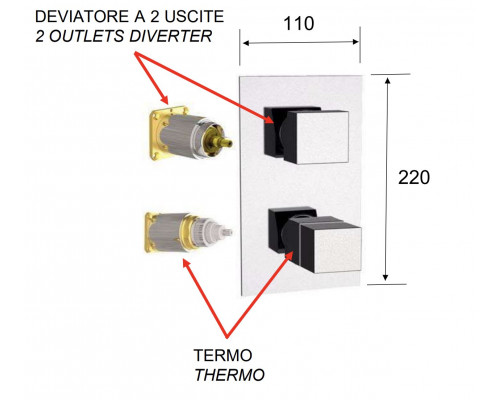 Смеситель термостатический для душа Remer Q-Elegance QT92KBXV, сталь