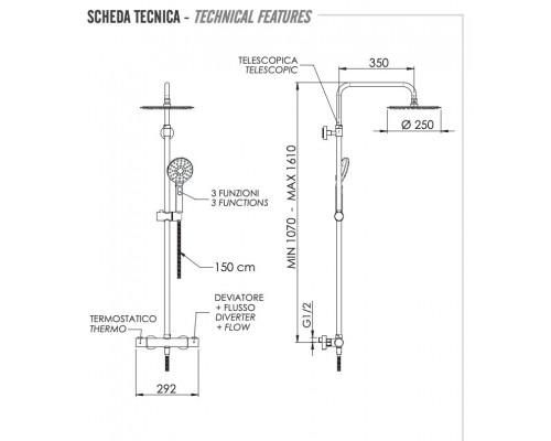 Душевая система термостатическая Remer EQ32A8MPUFM25G