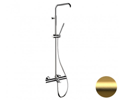 Душевая система термостатическая с изливом Remer Elegance EQ34A7MMSSOFBG, золото брашированное
