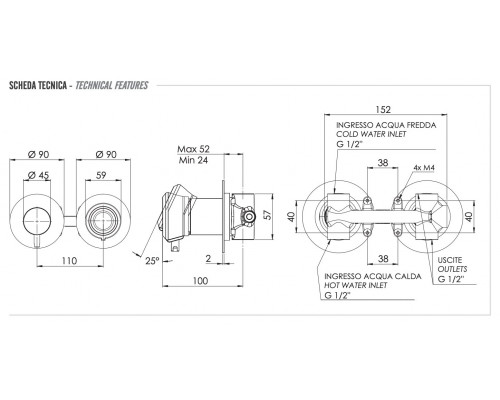 Смеситель для душа Remer Element ET92ZPCFP, черный брашированный хром