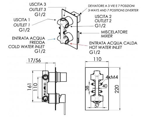 Смеситель для душа Remer Qubika Q937