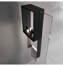 Полка с полотенцедержателем 35х90 см Novellini Frame R90AKFPSPO3590-H, цвет Black Matt