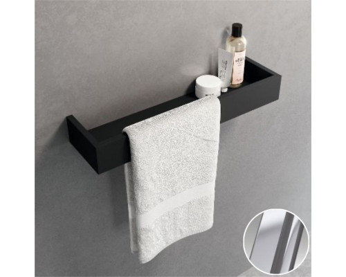 Полка с полотенцедержателем 45 см Novellini Frame R90AKFMPS45-B, цвет Silver