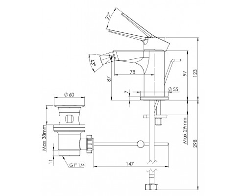 Смеситель для биде Remer Slash SL20BO, белый матовый