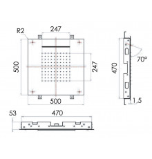 Верхний душ потолочный 50 см Remer 357SFS50C