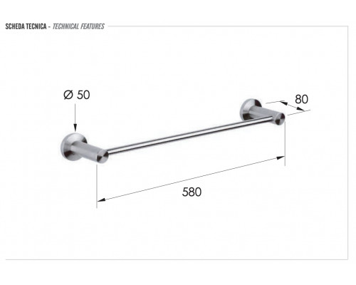 Полотенцедержатель 60 см Remer Minimal INOX Mi30INOXCR, нержавеющая сталь