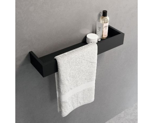Полка с полотенцедержателем 45 см Novellini Frame R90AKFMPS45-H, цвет Matt Black
