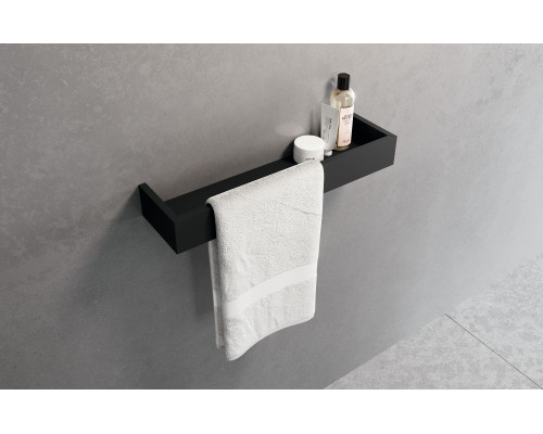 Полка с полотенцедержателем 45 см Novellini Frame R90AKFMPS45-H, цвет Matt Black