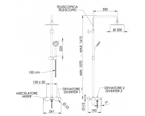 Душевая система с изливом Mariani Artic B00260ATATA20