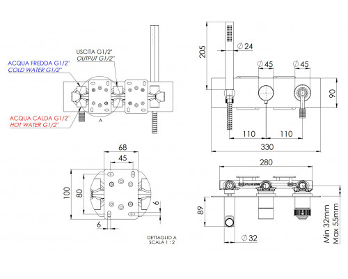 Смеситель для душа Remer Atelier AL97D3RP, медь брашированная