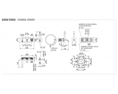 Смеситель для ванны Remer Element ET53D2