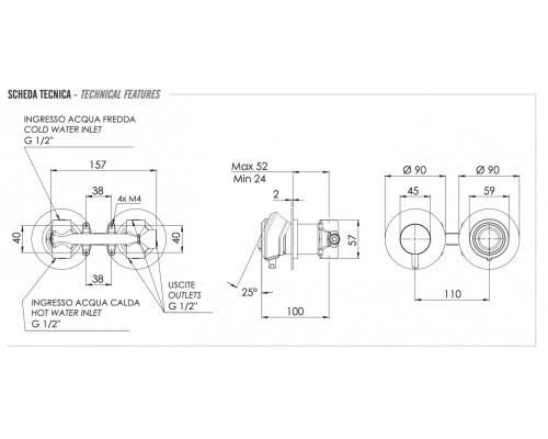 Смеситель для душа Remer Element ET93ZPBG, золото брашированное