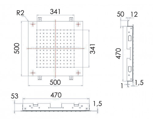 Верхний душ потолочный 50 см Remer INOX SS357SFS50