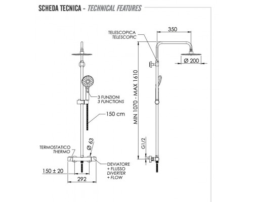 Душевая система термостатическая Remer Elegance EQ32A8MPMD20