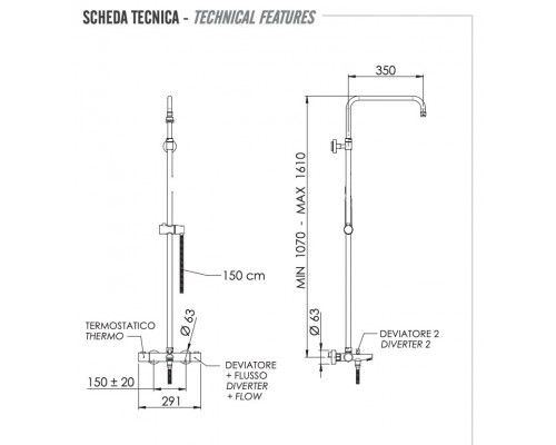 Душевая система термостатическая с изливом Remer Elegance EQ34ASSDVO, латунь состаренная