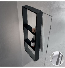 Полка тройная с крючком 35х90 см Novellini Frame R90AKFPO3590-B, цвет Silver