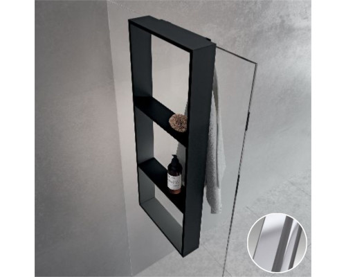 Полка тройная с крючком 35х90 см Novellini Frame R90AKFPO3590-B, цвет Silver