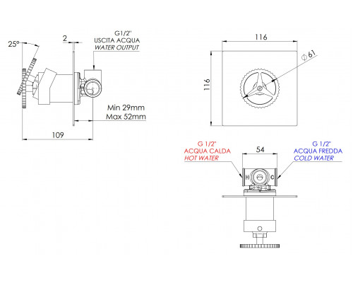 Смеситель для душа Remer Chrono CH30QRP, медь брашированная