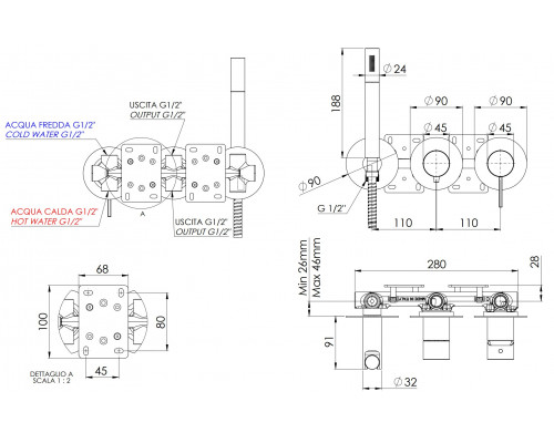 Смеситель для душа Remer Metrica MC97D3PBO, белый матовый