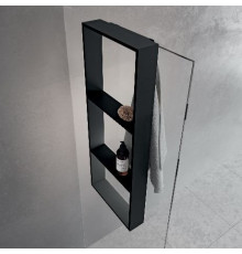 Полка тройная с крючком 35х90 см Novellini Frame R90AKFPO3590-Н, цвет Black Matt