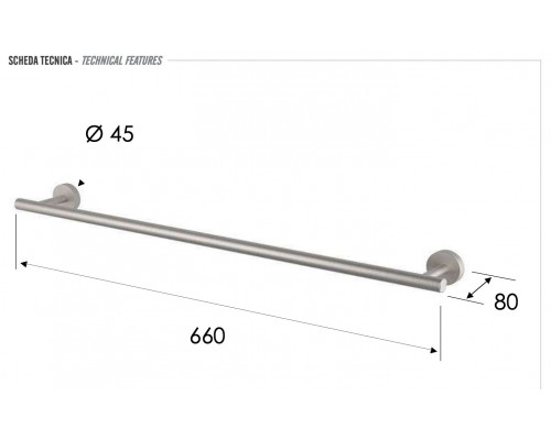 Полотенцедержатель 66 см Remer INOX SSXI30, нержавеющая сталь