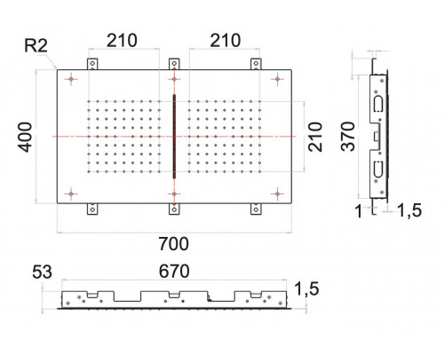 Верхний душ потолочный 70x40 см Remer INOX SS357SFR7040C